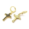 Cross Real 18K Gold Plated Brass Dangle Leverback Earrings EJEW-L268-036G-02-2
