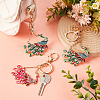 Olycraft 2Pcs 2 Colors Peacock Enamel Style Alloy Rhinestone Keychains KEYC-OC0001-37-6