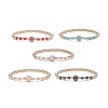 5Pcs 5 Colors Alloy Enamel Smiling Face & Brass & Glass Beaded Stretch Bracelets Set for Women BJEW-JB08774-1