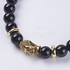 Natural Dyed & Heated Black Agate Beads Stretch Bracelets BJEW-E325-D30-2