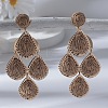 Teardrop Alloy Raffia Dangle Stud Earrings FS-WG86BCE-10-1