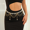 Alloy & Imitation Pearl Twisted Chain Round Tassel Waist Chains for Women WG6FFC1-07-1