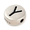 925 Sterling Silver Flat Round with Letter Beads LS-STER-G044-01AS-Y-2