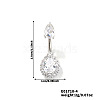 Geometric Brass Clear Cubic Zirconia Teardrop Curved Barbell Belly Button Rings for Women's Gift OY0687-4-2