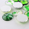 Half Round/Dome Four Leaf Clover Glass Cabochons GGLA-A002-12mm-CC-3