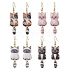 Brass Cat Shape Dangle Earrings EJEW-TA00599-2