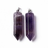 Natural Amethyst Double Terminated Pointed Pendants G-G926-01P-05-2