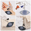 Globleland 2Pcs 2 Colors Handmade Turkish Evil Eye Rhinestone Pendant Keychain with Tassel Charm KEYC-GL0001-03-5