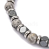 Natural Map Stone & Magnetic Synthetic Hematite Round Beaded Bracelet BJEW-P339-02P-02-2