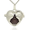 Silver Color Plated Brass Hollow Heart Cage Pendants KK-J241-10S-1