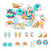 16Pcs 8 Styles Rainbow Theme Opaque Resin Pendants RESI-TA0002-17-2