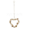 Heart Glass & Shell Pearl Beads Pendant Decorations HJEW-JM01984-1