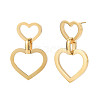 304 Stainless Steel Double Heart Dangle Stud Earrings for Women EJEW-N016-015LG-2