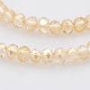 Pearl Luster Plated Faceted Rondelle Glass Beads Strands GLAA-A024B-PL01-1