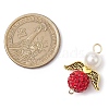 3Pcs 3 Colors Acrylic Pearl & Polymer Clay Rhinestone Angel Connector Charms PALLOY-JF02903-2