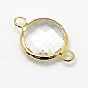 Golden Tone Brass Glass Links connectors GLAA-J011B-G-4