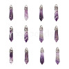 Fashewelry 12Pcs Bullet Natural Amethyst Pointed Pendants G-FW0001-11-8