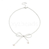 Resin Pearl Beaed Bowknot Pendant Necklaces for Women NJEW-K386-02B-P-2