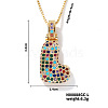 Brass Pave Colorful Cubic Zirconia Letter Pendant Box Chain Necklaces NU0575-12-1