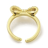 Bowknot Brass Micro Pave Cubic Zirconia Open Cuff Ring for Women RJEW-E296-10G-3