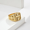 Square with Cross Pattern 304 Stainless Steel Finger Rings for Men FS-WGAC6B1-06-1