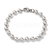 304 Stainless Steel Beads Ball Chain Bracelets for Women BJEW-B092-02A-P-1