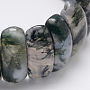 Natural Moss Agate Stretch Bracelets BJEW-O130-02-4