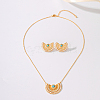 Brass Rhinestone Hollow Crescent Moon Pendant Necklace & Stud Earrings Sets with Synthetic Turquoise and Imitation Pearl LX5909-5