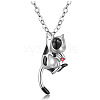 Stainless Steel Rhinestone Cow Cat Urn Ashes Pendant Necklace for Women PW-WG86E74-07-1