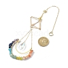 Wire Wrapped Gemstone Chip & Brass Moon Pendant Decorations HJEW-TA00100-3