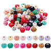 80Pcs 16 Colors Cloth Alloy Plush Pompom Ball Beads DIY-GA0008-86-1