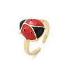 Brass Enamel Cuff Rings for Women RJEW-A059-03G-2