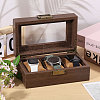 3-Slot Wood Covered with PU Leather Watch Storage Boxes with Glass Visible Window Hinged Lids and Lint Pillows Inside CON-WH0113-10B-5