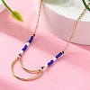 304 Stainless Steel & Blue Glass Beads Pendant Necklaces for Women NJEW-A045-26A-G-2