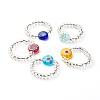 Sunflower Handmade Millefiori Glass Beads Finger Ring for Kid Teen Girl Women RJEW-JR00381-1