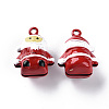 Christmas Baking Painted Brass Bell Pendants KKB-S002-002-2