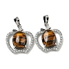 Natural Tiger Eye with Clear Cubic Zirconia Pendants G-G133-03P-26-1