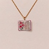 Brass Enamel Book Pendant Necklaces for Women KK-CBAF5B9-01G-06-1