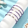 5Pcs 5 Style Natural Amethyst & Pearl & Shell Star Beaded Stretch Bracelets Set BJEW-JB09495-04-6