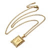 201 Stainless Steel Cable Chain Rectangle with Letter Pendant Necklaces NJEW-M070-01G-V-2