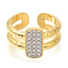 Rectangle Rack Plating Brass Micro Pave Cubic Zirconia Open Cuff Rings for Women RJEW-M022-31G-2