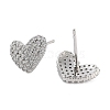 Rack Plating Heart Brass Stud Earrings EJEW-N055-41P-RS-2