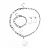 Non-Tarnish 304 Stainless Steel Paperclip Chains & Cable Chain Jewelry Sets SJEW-K153-58P-1