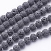 Unwaxed Natural Lava Rock Bead Strands X-G-F309-6mm-1