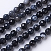 Natural Black Agate Beads Strands G-G753-08-8mm-1