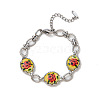 304 Stainless Steel Enamel Link Bracelets for Women WGE16A1-03-1