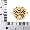 Rack Plating Brass Micro Pave Clear Cubic Zirconia Flat Round Connector Charms KK-A234-040G-03-3