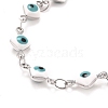 Enamel Rhombus with Evil Eye Link Chains Bracelet BJEW-P271-03P-02-2