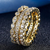 3Pcs 3 Styles Brass Micro Pave Clear Cubic Zirconia Finger Rings for Women FS-WG3CB6F-02-1