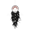 Iron Natural Rose Quartz Woven Web/Net with Feather Pendant Decorations PW-WG17623-01-1